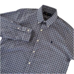 Ralph Lauren Classic Fit Performance Long Sleeve Button Down Blue Plaid Large